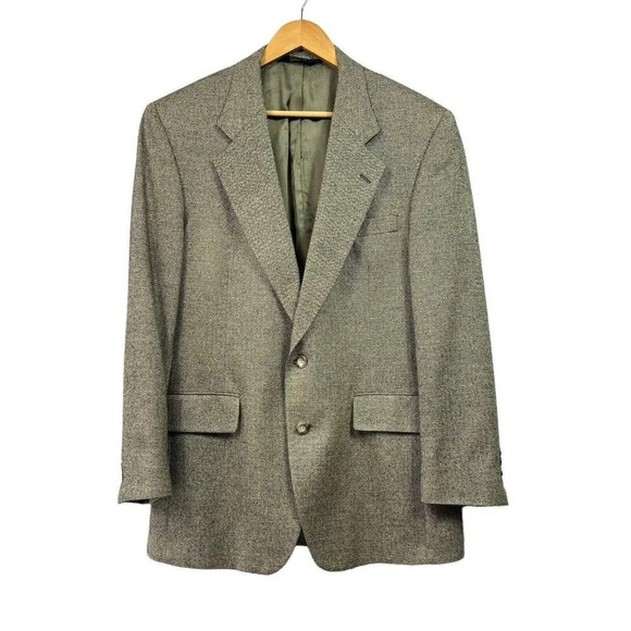 JOS A BANK Gordon Blazer Beige Herringbone Jacket Sport Coat Wool Silk Linen 40R - Picture 1 of 8